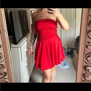 Elegant Red Strapless Dress